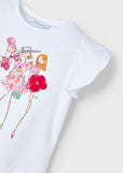 Mayoral - Witte T-shirt met fleurige opdruk