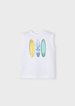 Mayoral - Wit T-shirt zonder mouwen met surfboarden