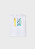 Mayoral - Wit T-shirt zonder mouwen met surfboarden