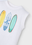 Mayoral - Wit T-shirt zonder mouwen met surfboarden