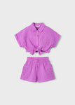 Mayoral - Set van hemdsblouse en short in lila