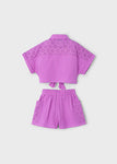 Mayoral - Set van hemdsblouse en short in lila