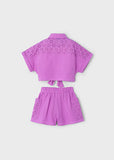 Mayoral - Set van hemdsblouse en short in lila