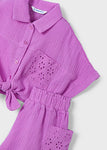 Mayoral - Set van hemdsblouse en short in lila