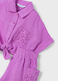 Mayoral - Set van hemdsblouse en short in lila