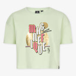 Indian Blue Jeans - Lichte pastelgroene cropped T-shirt 'magnefique'