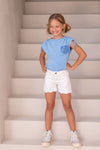Like FLO - Witte short met broderie