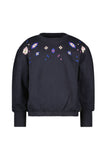 Like FLO - Donkerblauwe sweater met borduurwerk
