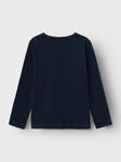Name it - Donkerblauwe T-shirt met lange mouwen met 'skating robot'