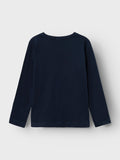 Name it - Donkerblauwe T-shirt met lange mouwen met 'skating robot'