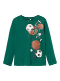 Name it - Groene T-shirt met lange mouwen met ballen