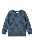Name it - Blauwe sweater met dino's