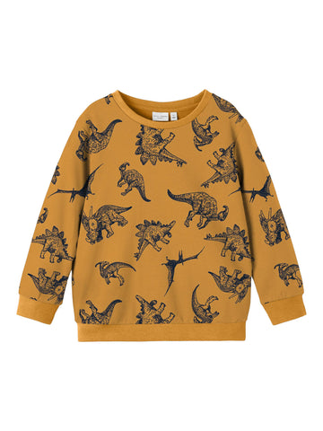 Name it - Okerkleurige sweater met dino's