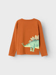 Name it - Camelkleurige T-shirt met lange mouwen met stegosaurus