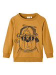 Name it - Okerkleurige sweater met een stoere beer