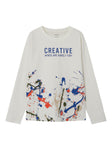 Name it - Witte T-shirt met lange mouwen 'Creative minds are rarely tidy'