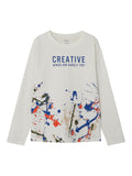 Name it - Witte T-shirt met lange mouwen 'Creative minds are rarely tidy'
