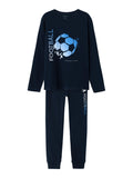 Name it - Donkerblauwe voetbal pyjama