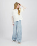 Raizzed - Witte blouse met kanten mouwen