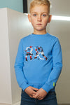 TYGO & vito - Lichtblauwe sweater met hockey