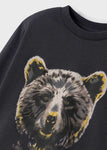 Mayoral - Donkergrijze T-shirt met lange mouwen met beer
