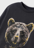 Mayoral - Donkergrijze T-shirt met lange mouwen met beer