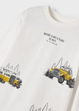 Mayoral - Beige T-shirt met lange mouwen met kampeer opdrukken