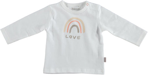 Bess - Witte T-shirt met lange mouwen met regenboog