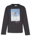American Outfitters - Donkergrijze T-shirt met lange mouwen met skiër