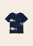Mayoral - Donkerblauwe T-shirt met auto's