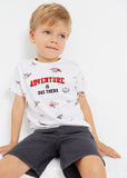 Mayoral - Witte T-shirt met all-over dino's