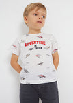 Mayoral - Witte T-shirt met all-over dino's