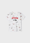 Mayoral - Witte T-shirt met all-over dino's