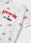 Mayoral - Witte T-shirt met all-over dino's