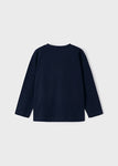 Mayoral - Donkerblauwe T-shirt met lange mouwen met skateboards