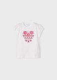 Mayoral - Wit T-shirt met roze opdruk