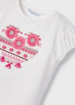 Mayoral - Wit T-shirt met roze opdruk