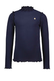 Like FLO - Donkerblauw T-shirt met lange mouwen met kartelkraagje