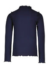 Like FLO - Donkerblauw T-shirt met lange mouwen met kartelkraagje