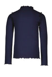 Like FLO - Donkerblauw T-shirt met lange mouwen met kartelkraagje
