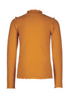 Like FLO - Oranjekleurig T-shirt met lange mouwen met kartelkraagje.
