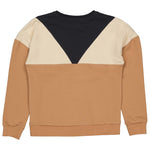 LEVV - Camelkleurige sweater met donkere hals