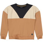 LEVV - Camelkleurige sweater met donkere hals