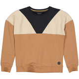 LEVV - Camelkleurige sweater met donkere hals