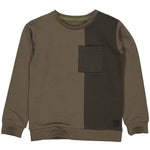 LEVV - kaki sweater met een donkere boord