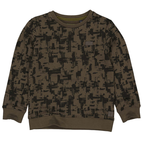 LEVV - Kakigroene sweater met zwarte vlekken