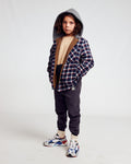 American Outfitters - Donkerblauwe, geruite jas