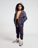 American Outfitters - Donkerblauwe, geruite jas
