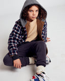 American Outfitters - Donkerblauwe, geruite jas