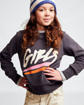 American Outfitters - Donkergrijze sweater met GIRLS